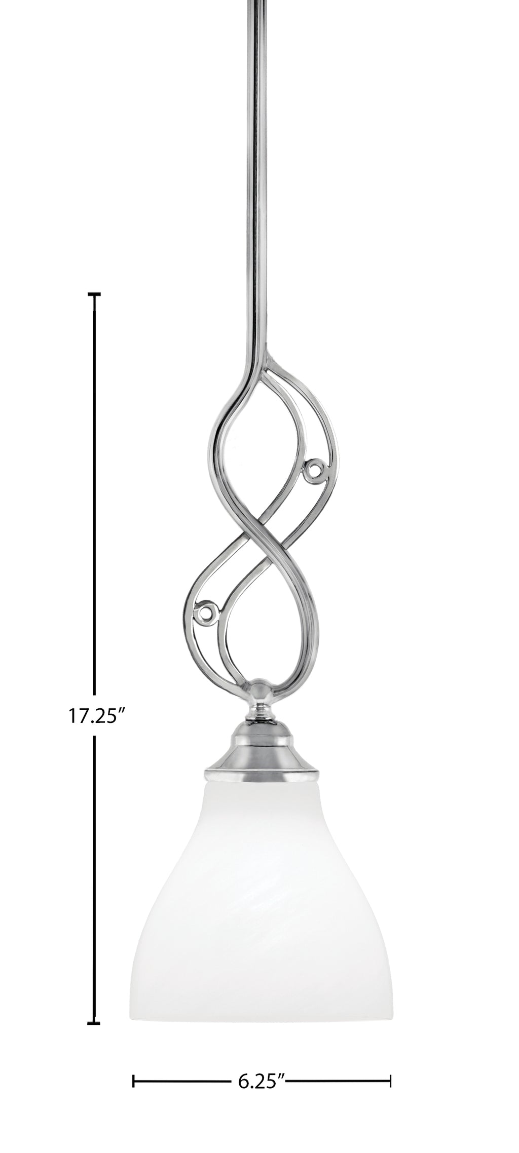 Jazz One Light Mini Pendant in Chrome with 6.25" White Marble Shade
