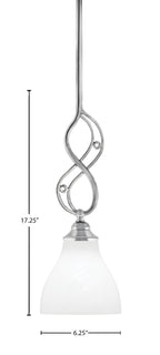Jazz One Light Mini Pendant in Chrome with 6.25" White Marble Shade