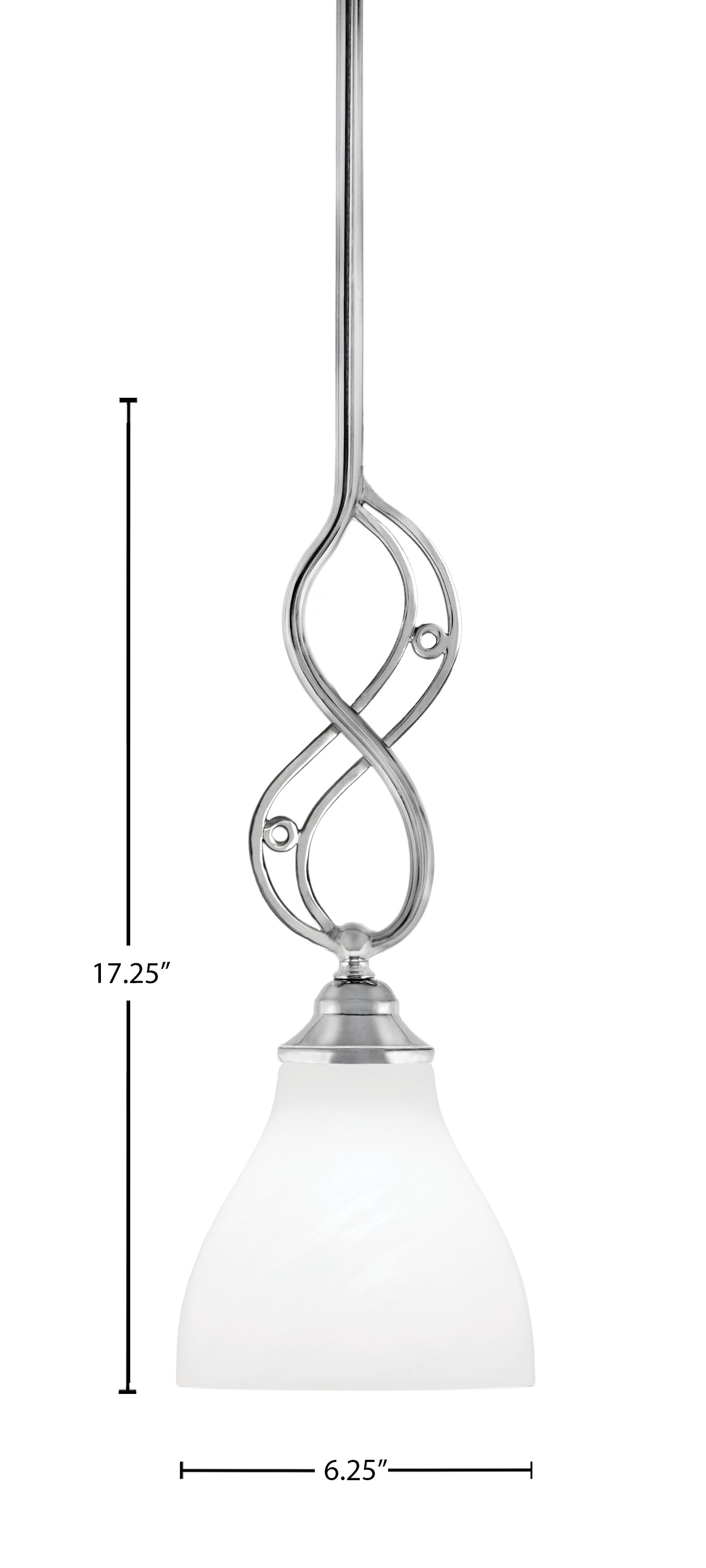 Jazz One Light Mini Pendant in Chrome with 6.25" White Marble Shade