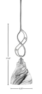 Jazz One Light Mini Pendant in Chrome with 6.25" Onyx Swirl Shade
