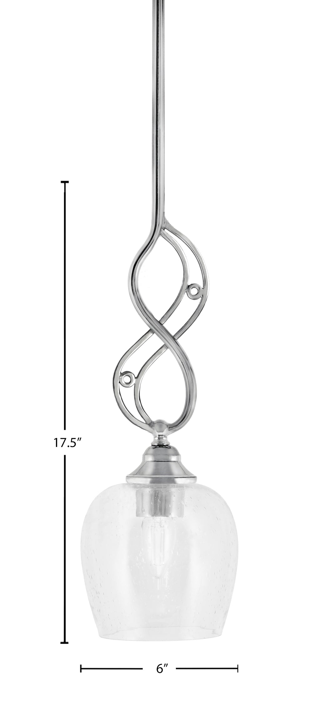 Jazz One Light Mini Pendant in Chrome with 6" Clear Bubble Shade