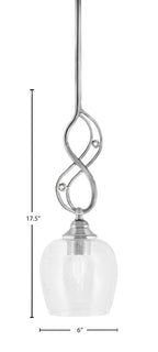 Jazz One Light Mini Pendant in Chrome with 6" Clear Bubble Shade