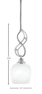 Jazz One Light Mini Pendant in Chrome with 6" White Marble Shade