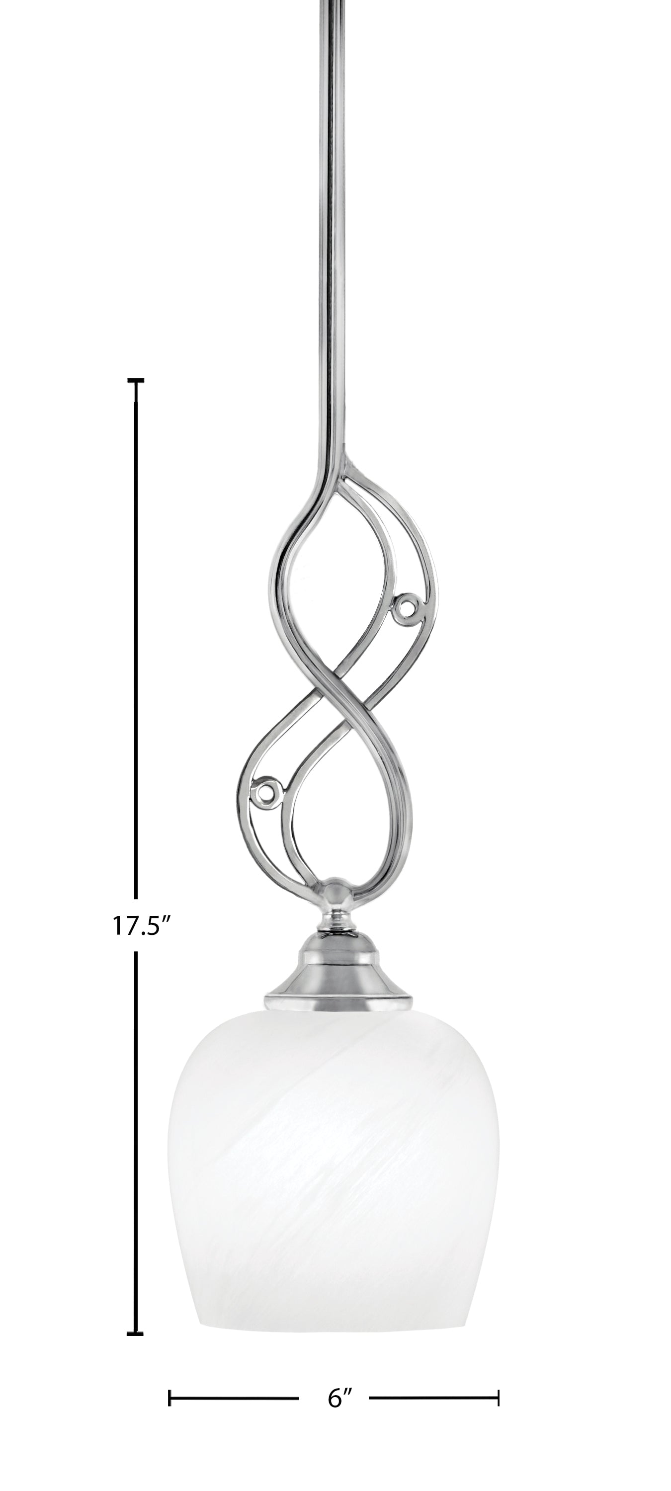 Jazz One Light Mini Pendant in Chrome with 6" White Marble Shade