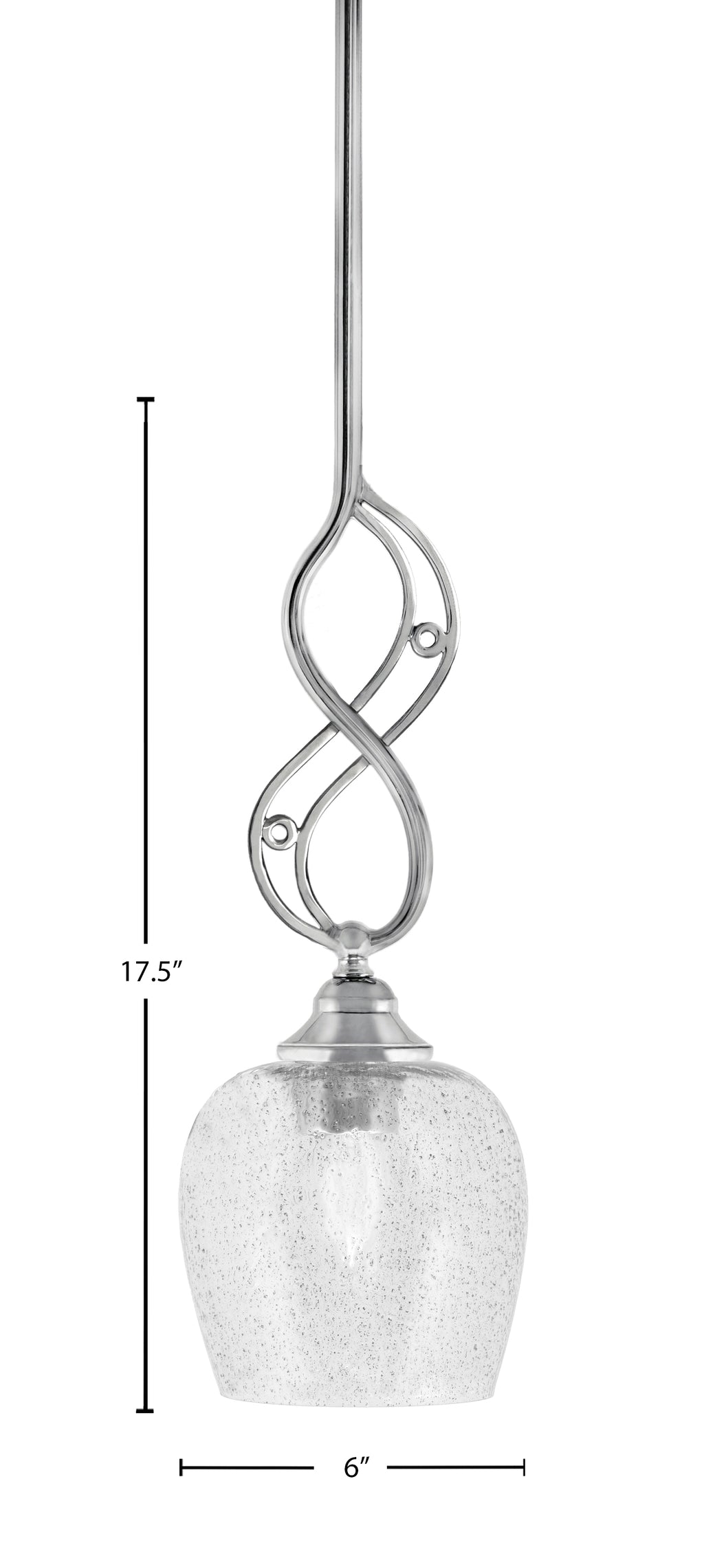 Jazz One Light Mini Pendant in Chrome with 6" Smoke Bubble Shade
