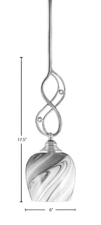 Jazz One Light Mini Pendant in Chrome with 6" Onyx Swirl Shade