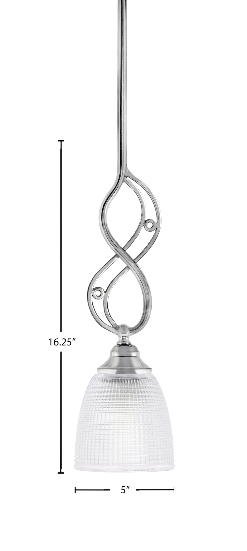 Jazz One Light Mini Pendant in Chrome with 5" Clear Ribbed Shade