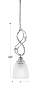 Jazz One Light Mini Pendant in Chrome with 5" Clear Ribbed Shade