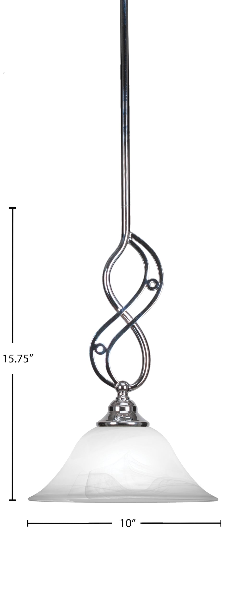 Jazz One Light Mini Pendant in Chrome with 10" White Alabaster Swirl Shade