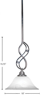 Jazz One Light Mini Pendant in Chrome with 10" White Alabaster Swirl Shade