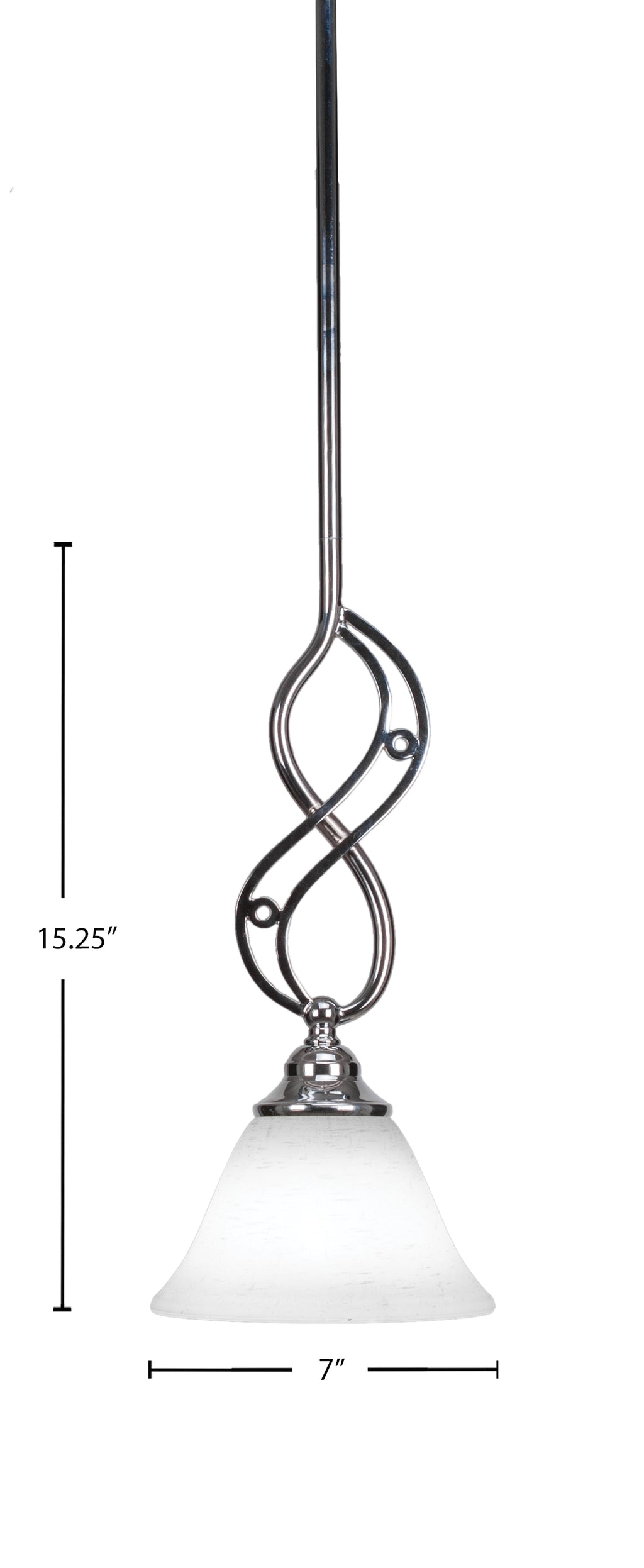 Jazz One Light Mini Pendant in Chrome with 7" White Muslin Shade