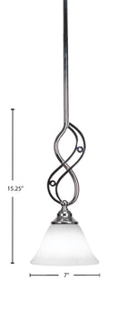 Jazz One Light Mini Pendant in Chrome with 7" White Muslin Shade