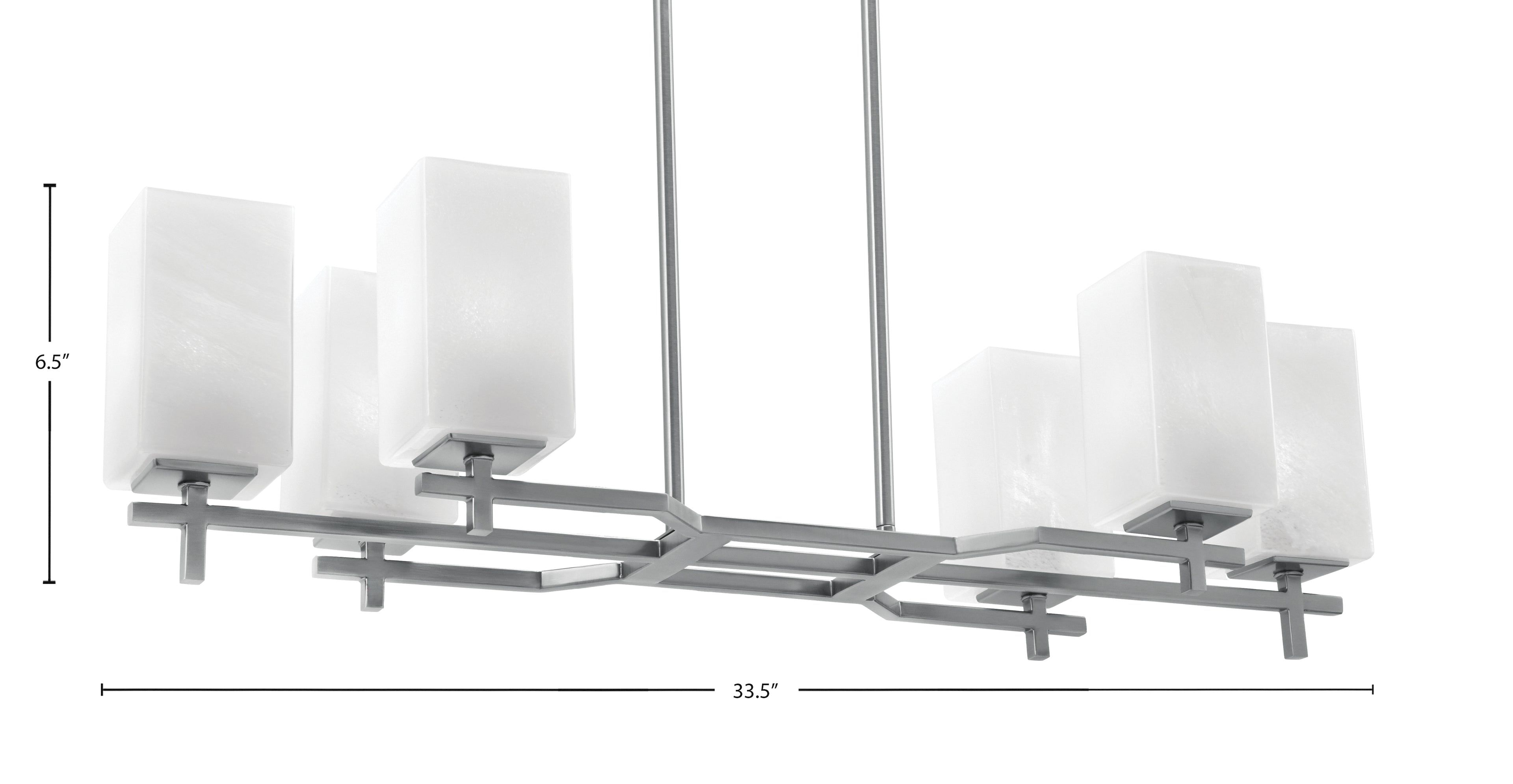 Corbin Six Light Island Pendant in Graphite with Square White Marble Shade