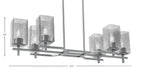 Corbin Six Light Island Pendant in Graphite with Square Smoke Bubble Shade