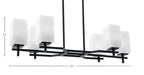 Corbin Six Light Island Pendant in Matte Black with Square White Marble Shade