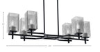 Corbin Six Light Island Pendant in Matte Black with Square Smoke Bubble Shade