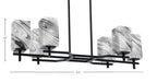 Corbin Six Light Island Pendant in Matte Black with Square Onyx Swirl Shade