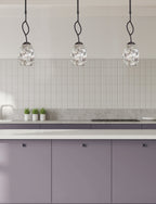 Revo One Light Mini Pendant in Dark Granite with 5" Natural Fusion Shade