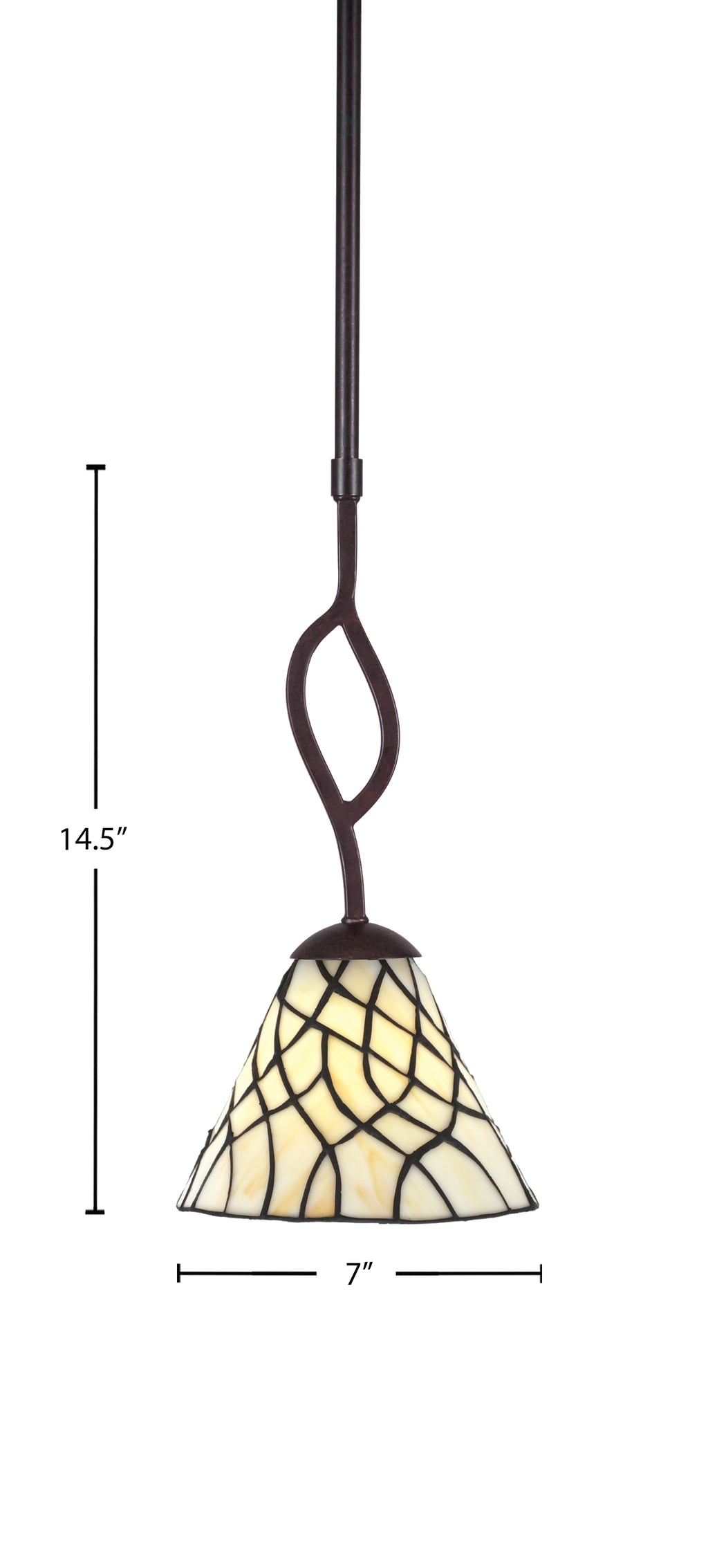 Revo One Light Mini Pendant in Dark Granite with 7" Sandhill Art Glass Shade