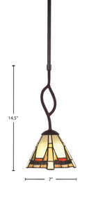 Revo One Light Mini Pendant in Dark Granite with 7" Zion Art Glass Shade