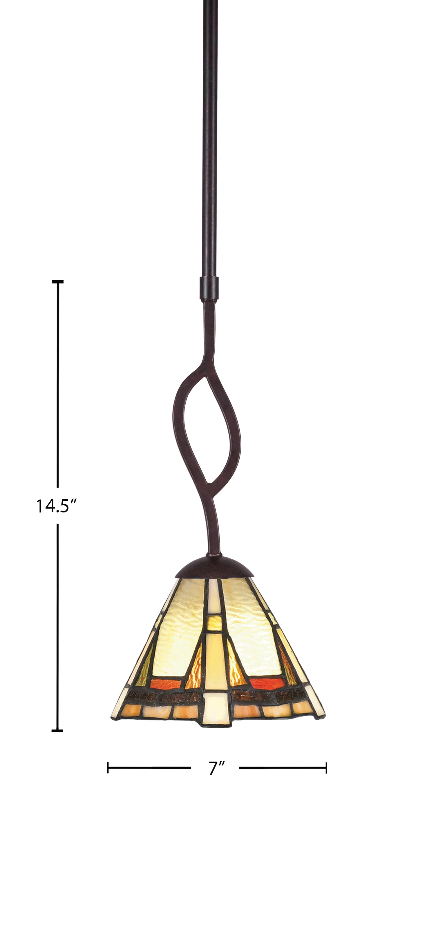Revo One Light Mini Pendant in Dark Granite with 7" Zion Art Glass Shade