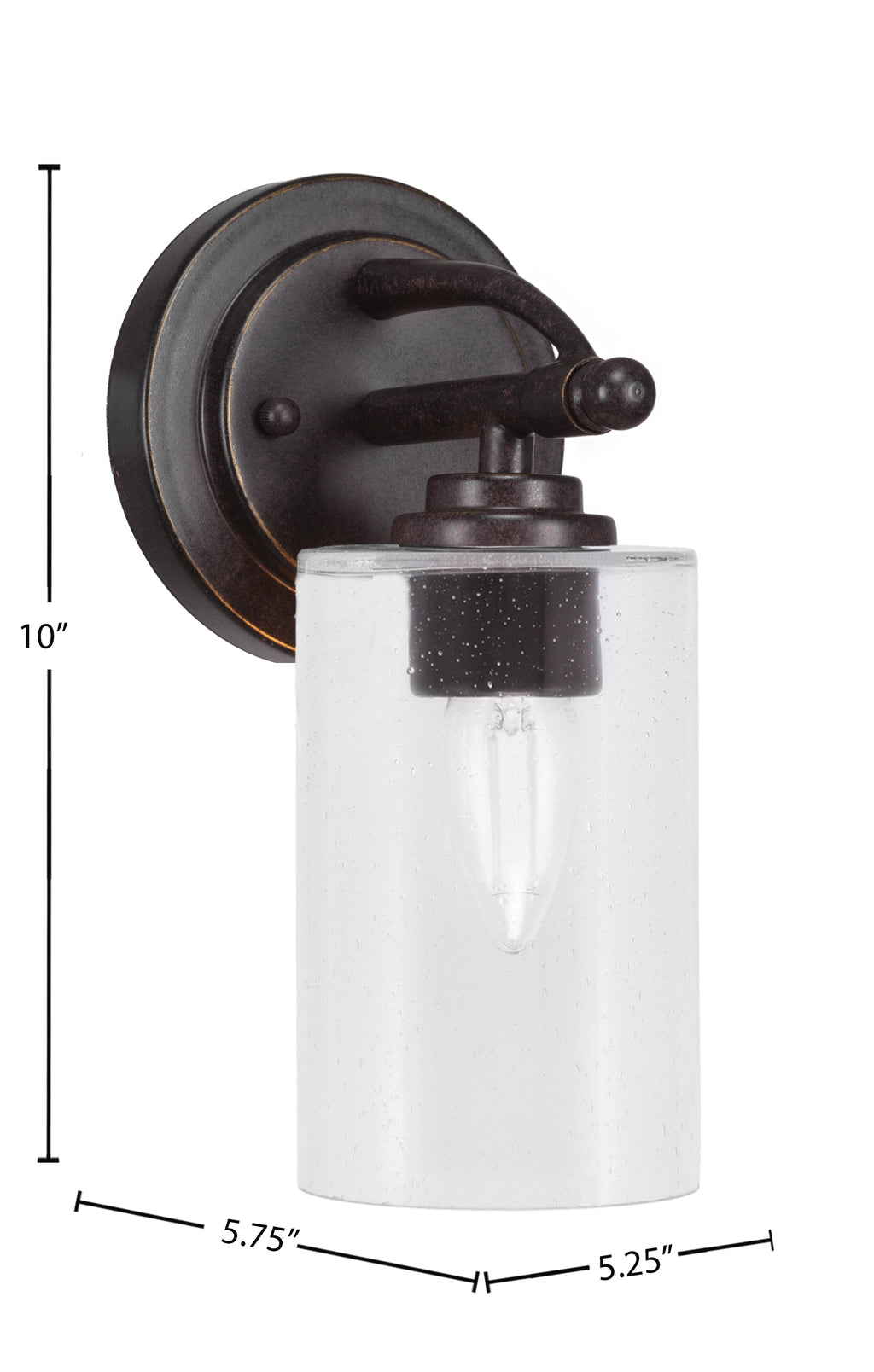 Marquise One Light Wall Sconce in Dark Granite with 4" Clear Bubble Shade