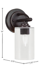 Marquise One Light Wall Sconce in Dark Granite with 4" Clear Bubble Shade