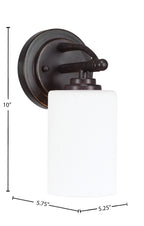 Marquise One Light Wall Sconce in Dark Granite with 4" White Muslin Shade