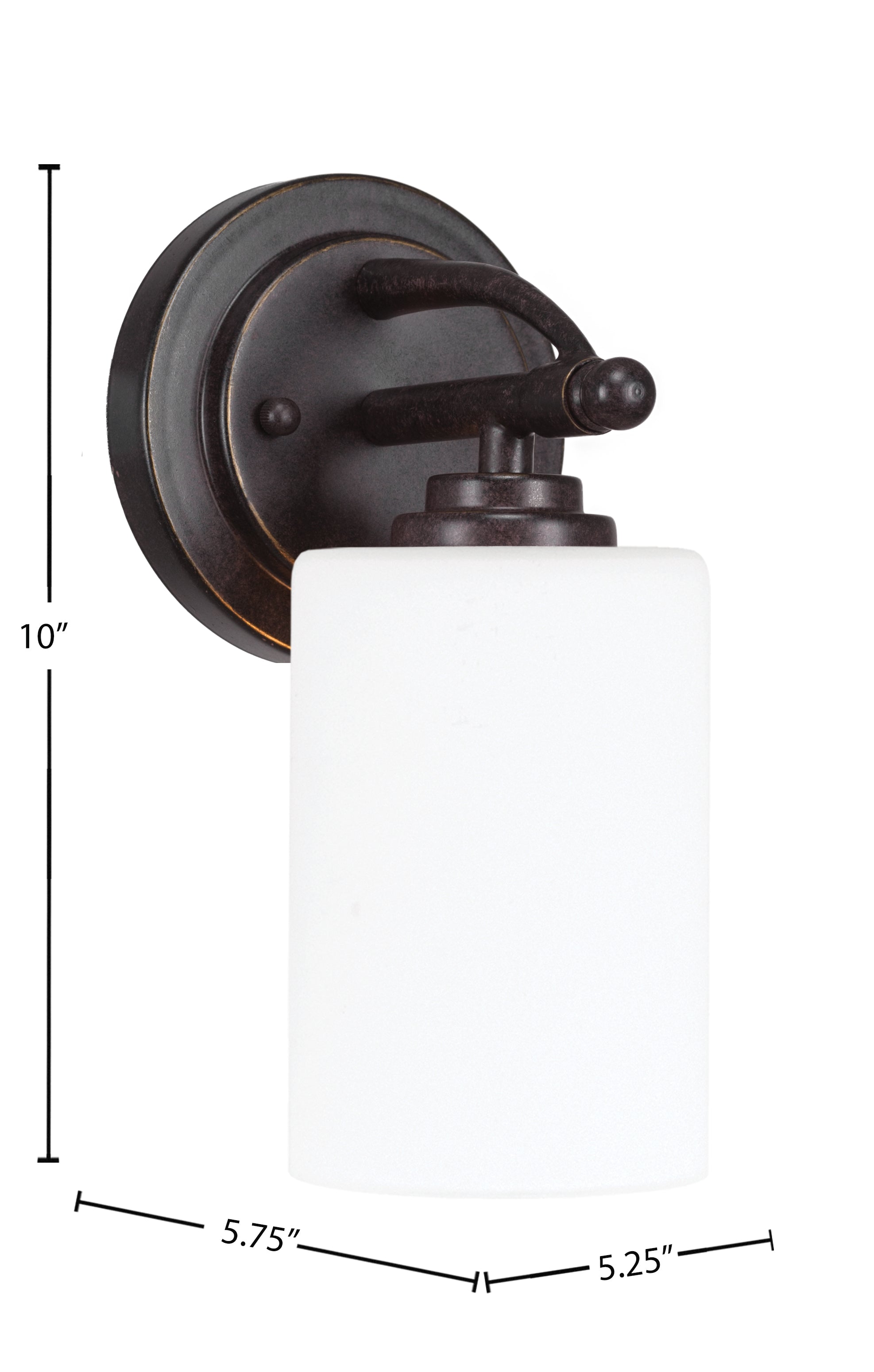 Marquise One Light Wall Sconce in Dark Granite with 4" White Muslin Shade