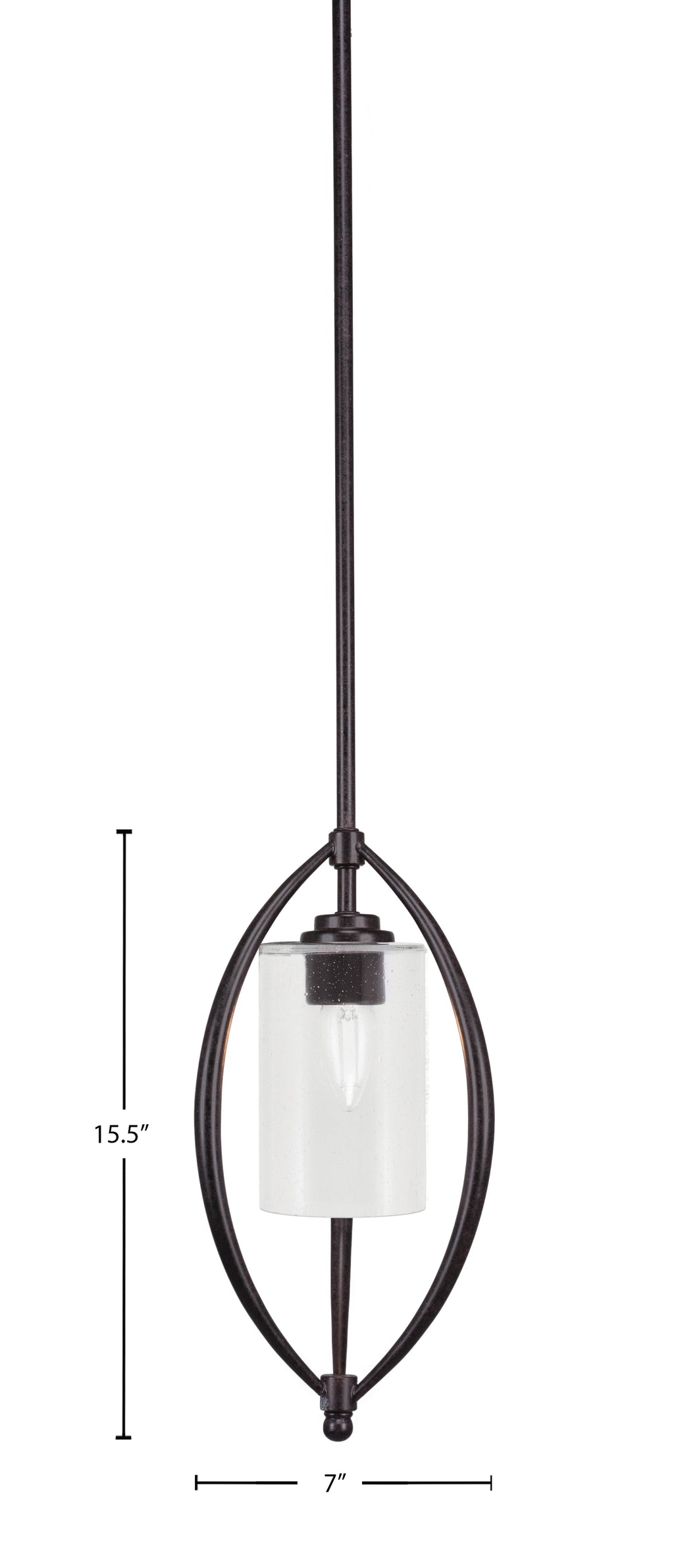 Marquise One Light Mini Pendant in Dark Granite with 4" Clear Bubble Shade