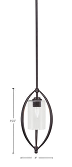 Marquise One Light Mini Pendant in Dark Granite with 4" Clear Bubble Shade