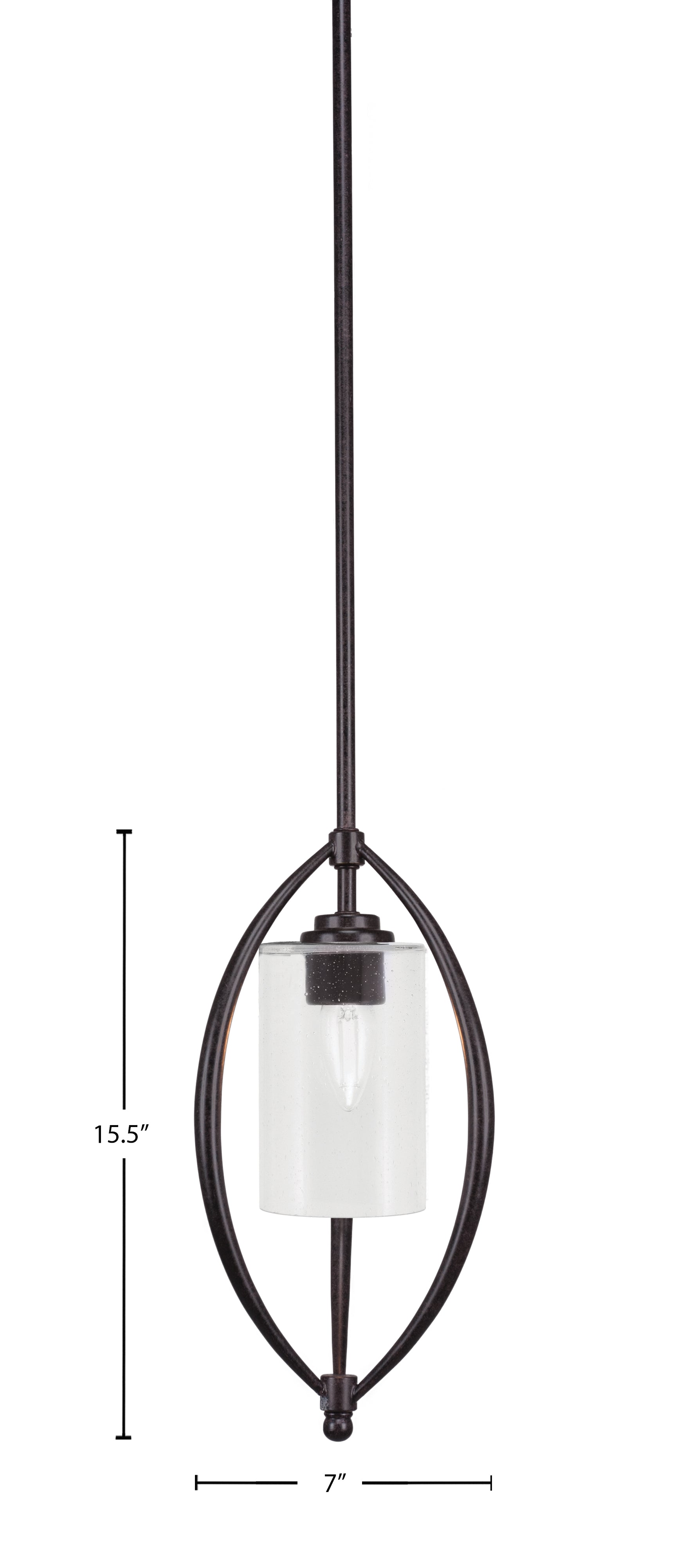 Marquise One Light Mini Pendant in Dark Granite with 4" Clear Bubble Shade
