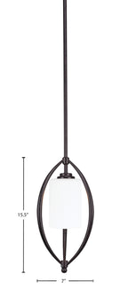 Marquise One Light Mini Pendant in Dark Granite with 4" White Muslin Shade