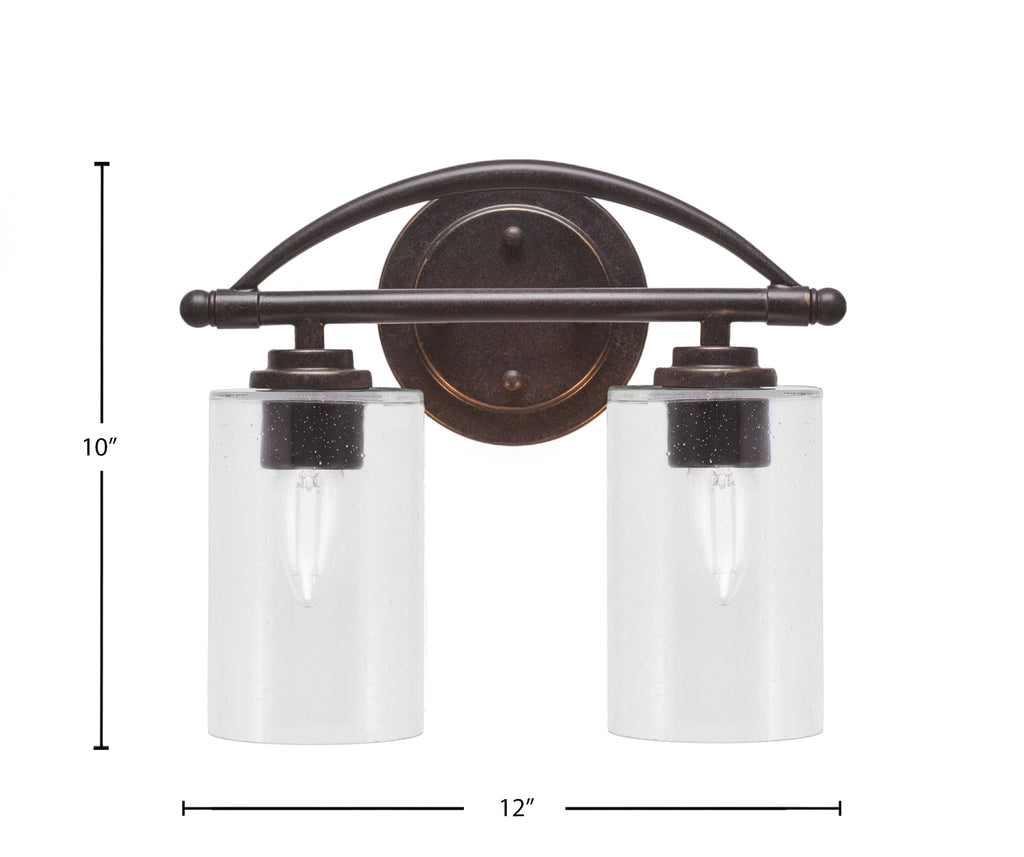 Marquise Two Light Bath Bar in Dark Granite with 4" Clear Bubble Shade