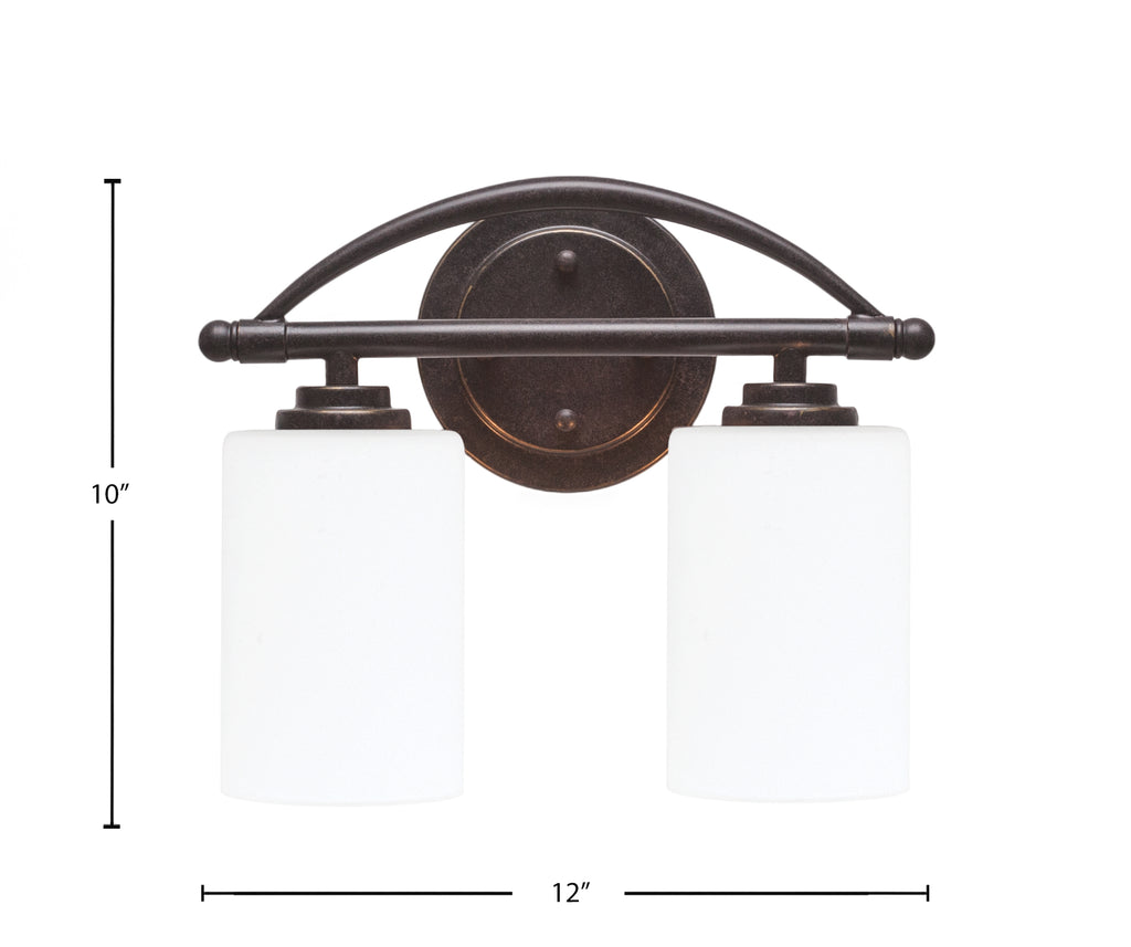 Marquise Two Light Bath Bar in Dark Granite with 4" White Muslin Shade
