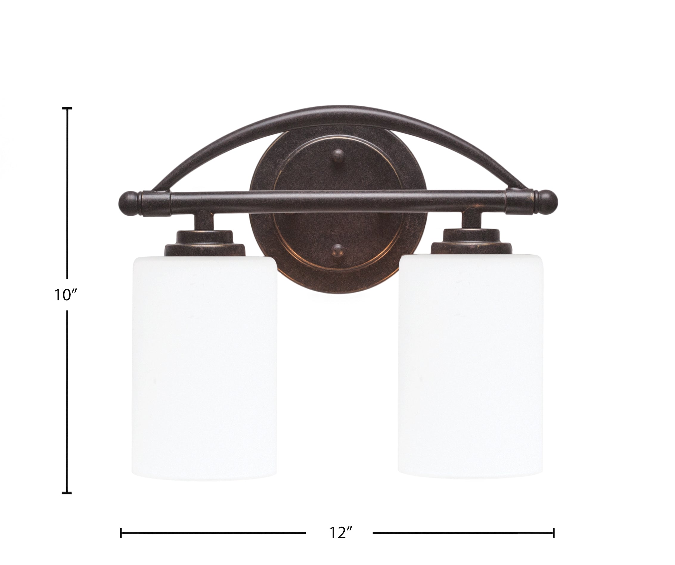 Marquise Two Light Bath Bar in Dark Granite with 4" White Muslin Shade