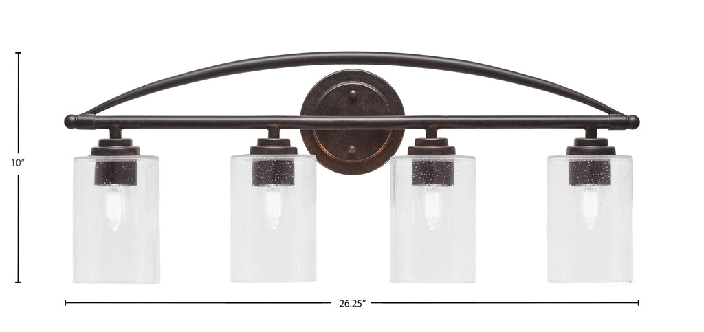 Marquise Four Light Bath Bar in Dark Granite with 4" Clear Bubble Shade