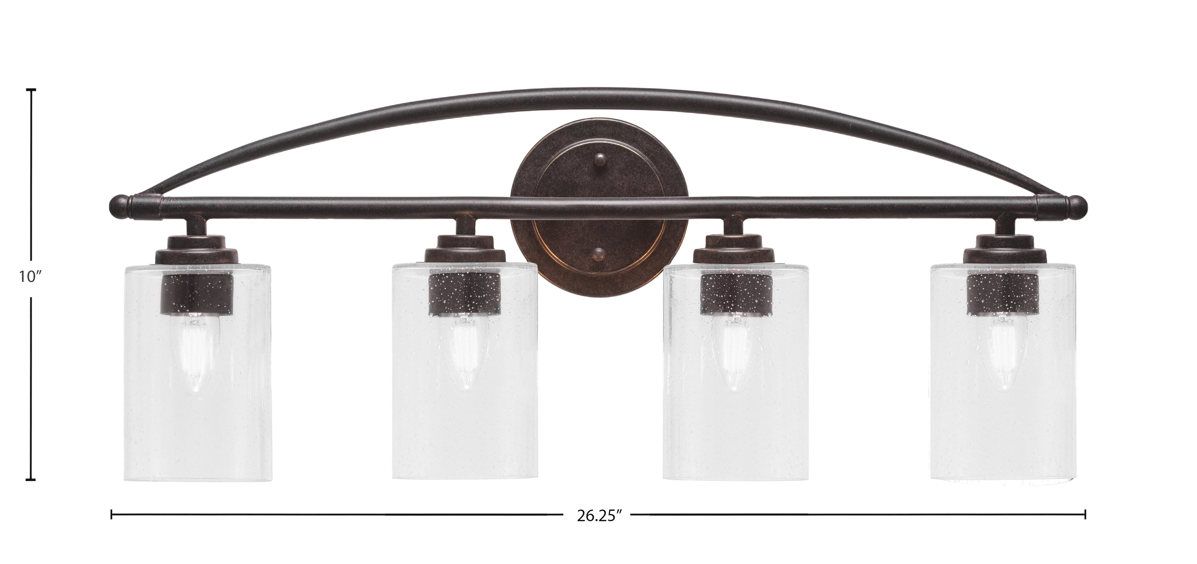 Marquise Four Light Bath Bar in Dark Granite with 4" Clear Bubble Shade