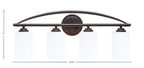 Marquise Four Light Bath Bar in Dark Granite with 4" White Muslin Shade