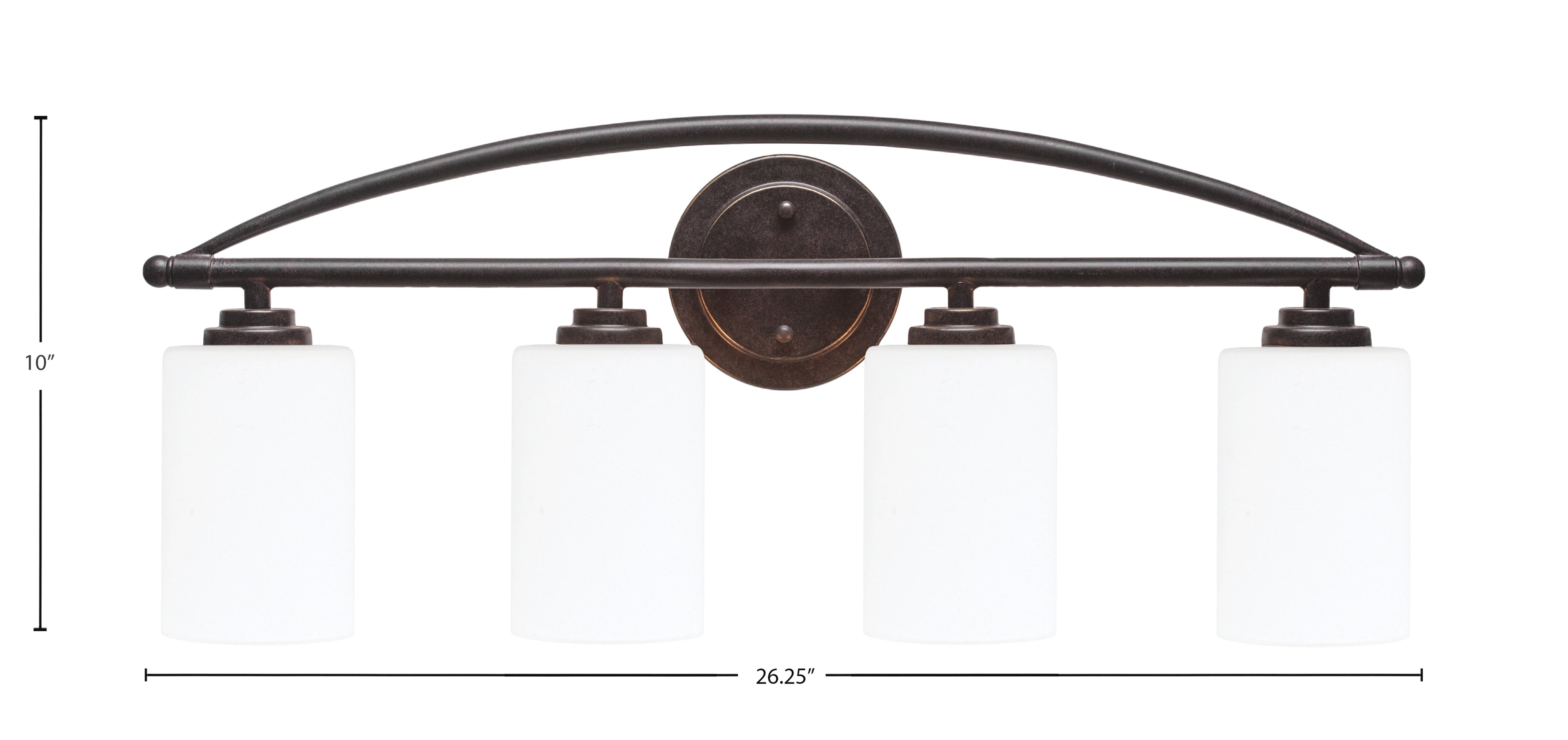 Marquise Four Light Bath Bar in Dark Granite with 4" White Muslin Shade