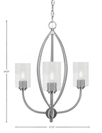 Marquise Three Light Chandelier in Brushed Nickel with 4" Clear Bubble Shade