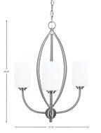 Marquise Three Light Chandelier in Brushed Nickel with 4" White Muslin Shade