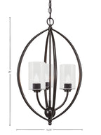 Marquise Three Light Pendant in Dark Granite with 4" Clear Bubble Shade