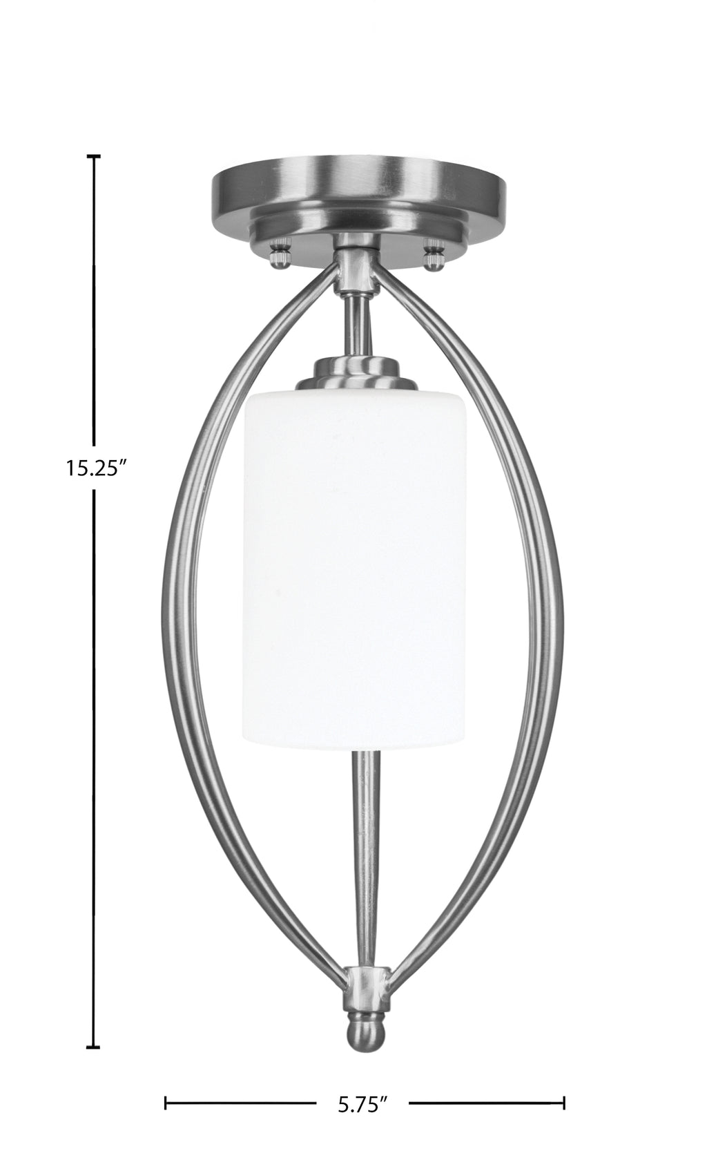 Marquise One Light Semi-Flush Mount in Brushed Nickel with 4" White Muslin Shade