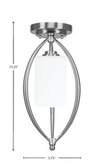 Marquise One Light Semi-Flush Mount in Brushed Nickel with 4" White Muslin Shade