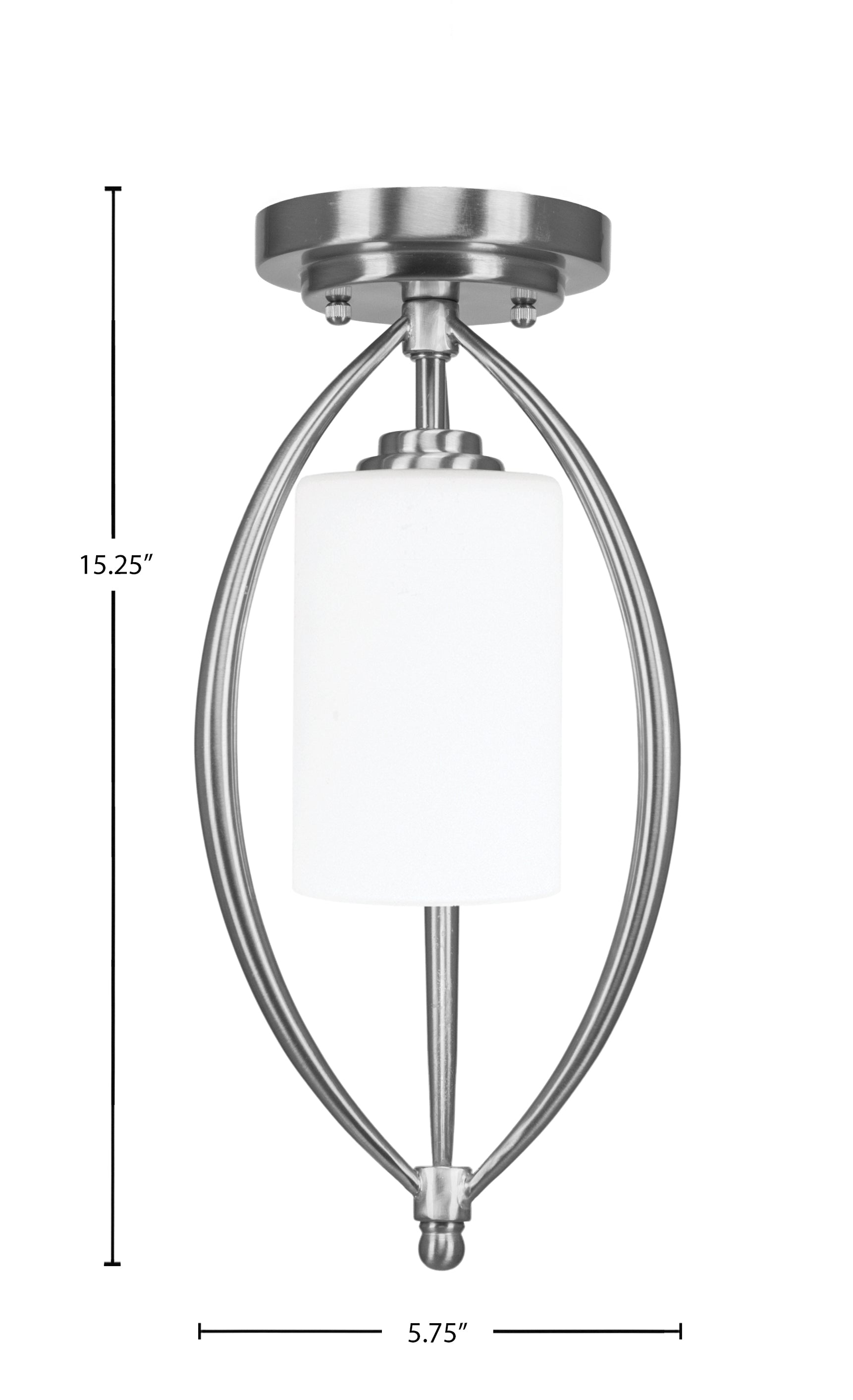 Marquise One Light Semi-Flush Mount in Brushed Nickel with 4" White Muslin Shade