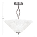 Revo Three Light Semi-Flush Mount in Aged Silver with 16" Italian Bubble Shade
