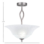 Revo Three Light Semi-Flush Mount in Aged Silver with 16" White Marble Shade