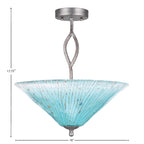 Revo Three Light Semi-Flush Mount in Aged Silver with 16" Teal Crystal Shade