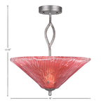 Revo Three Light Semi-Flush Mount in Aged Silver with 16" Raspberry Crystal Shade